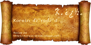 Korein Árpád névjegykártya